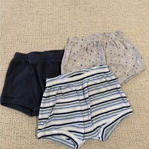 GAP Baby Shorts Trio - Navy, Gray, and Blue Stripes